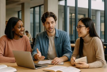 Students attending virtual classes and accessing GU Cloud Portal on laptops